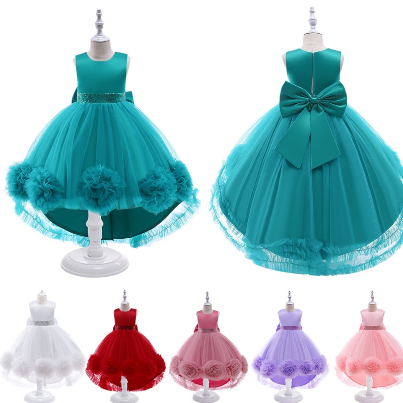 Girls Princess Abito Dress Atwalk Mesh Floro Dress Tuttu Tail Coda Piano Performance Costume