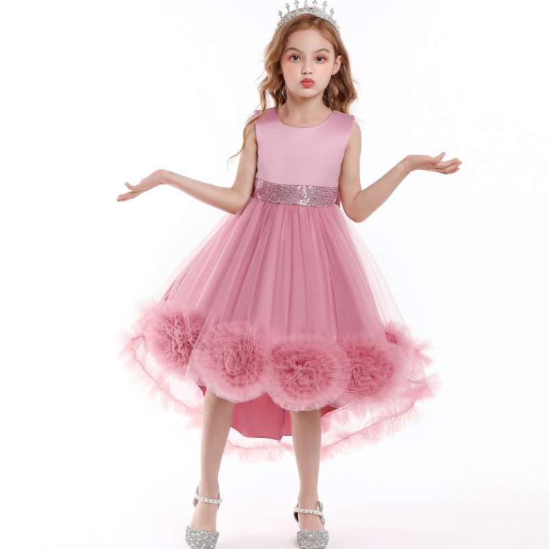 Girls Princess Abito Dress Atwalk Mesh Floro Dress Tuttu Tail Coda Piano Performance Costume