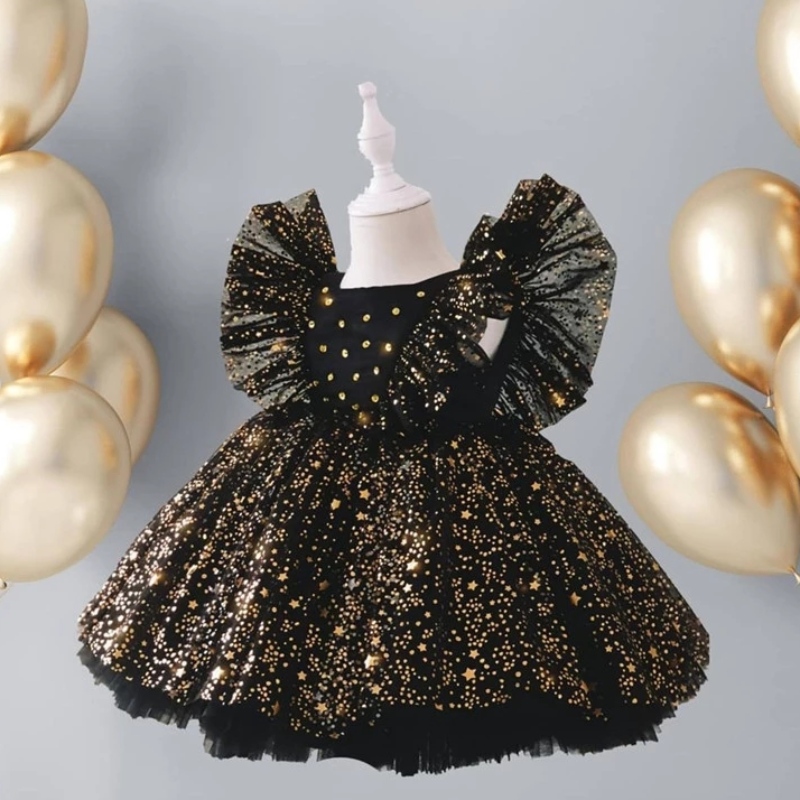 Baby 1 ° compleanno abito per ragazze paillettes di paillettes soffice abito da festa principessa da festa eleganti abiti da sposa