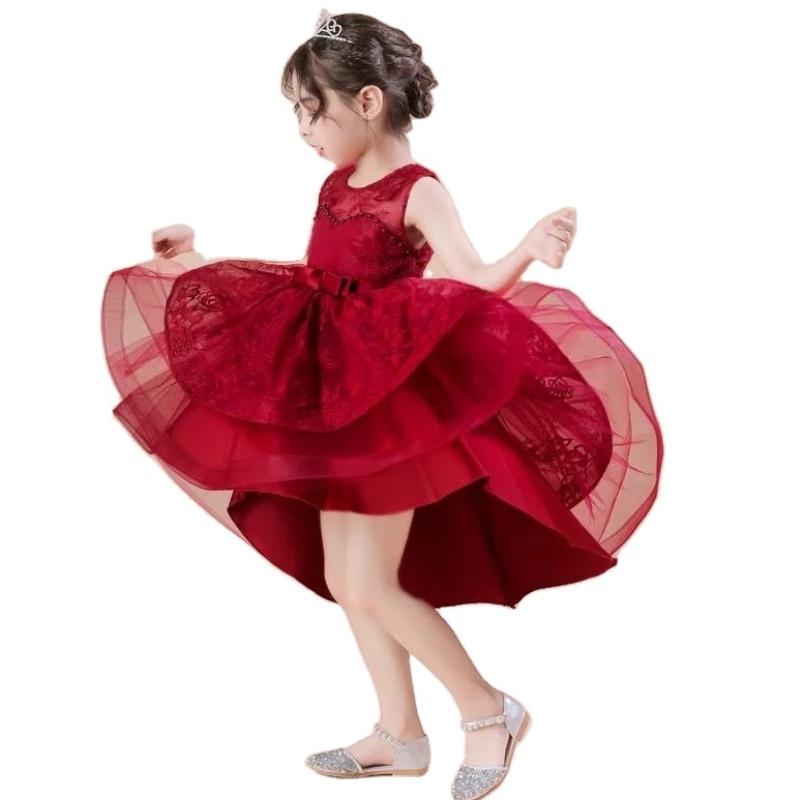 Bambini che finiscono abiti da festa per matrimoni Eleganti ragazze in pizzo principessa da ballo da ballo di tulle in costume formale in costume formale