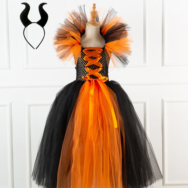 Fancy tutu abito per ragazze cattivi cattivi magici cattivi bambini mal evie costume principessa con copricapo