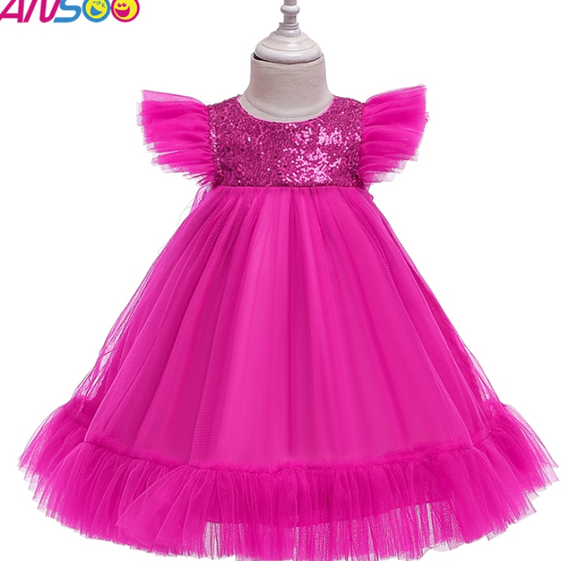 Ansoo European e American Pink Dress Girls \\ 'Anno di garza Principessa Abiti per 2-4 anni per bambini