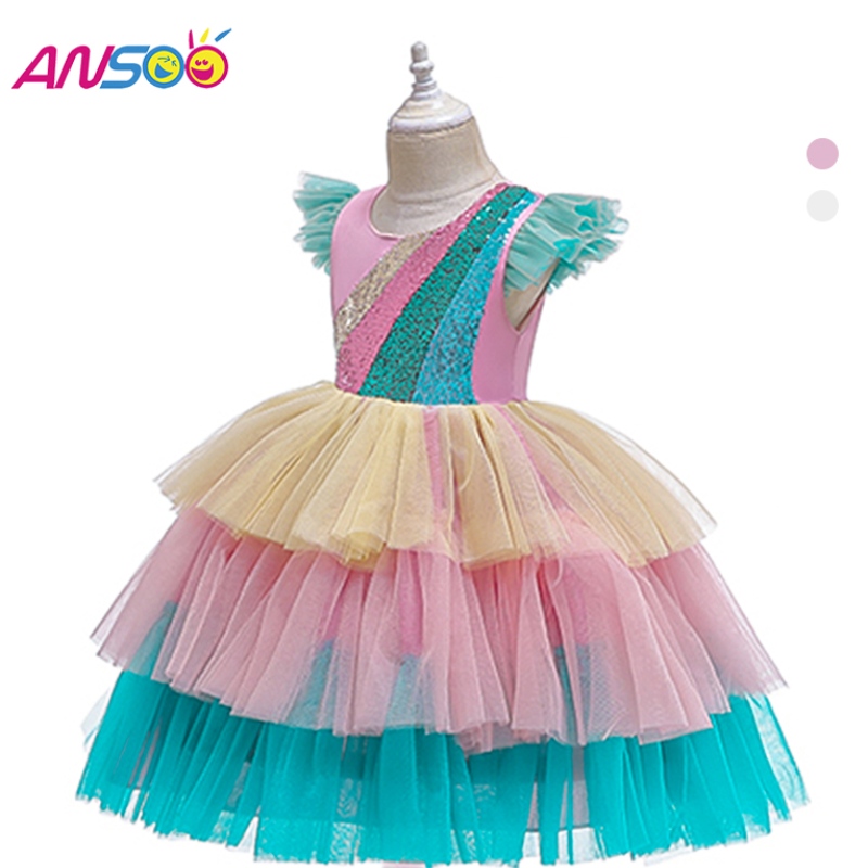 ANSOO Luxury Mermaid Scales Ballet Tutu Girls Girls Sequenze Princess Halloween Costumi Abito per ragazza