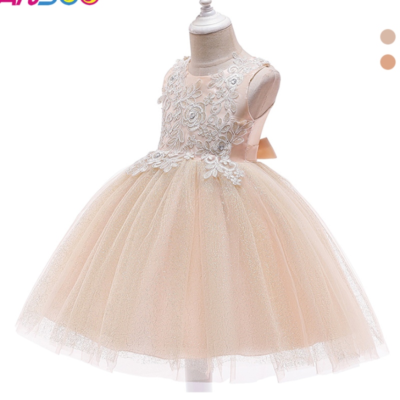 Ansso Factory Direct Sale abbigliamento per bambini abito tutu quotidiano con fiocchi all'ingrosso bambine principessa che trascina abito arancione