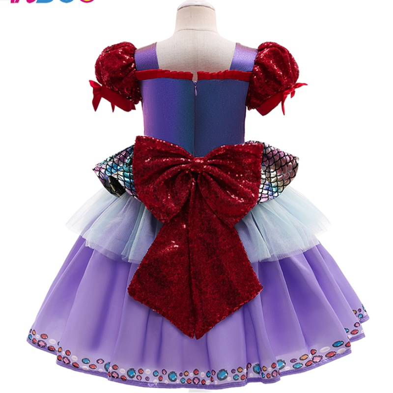 Ansoo Amzdreams 2022 Nuovo fabbrica di vestiti per la festa della festa della festa Principessa Mermaid Girl Abito viola Tutu con abito a sirena a fascia per la testa
