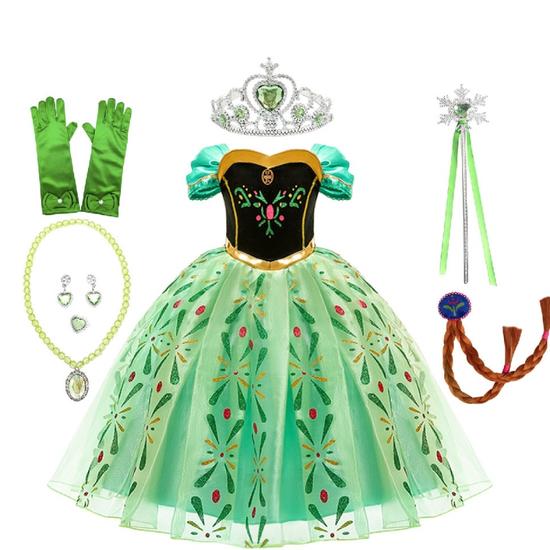 Il costume da performance di Anna Princess Girls Dress Green Childre