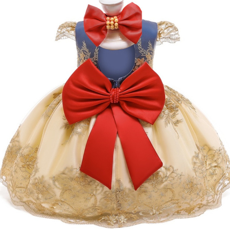 Girl Flower Stampato Abito da festa Elegante Tulle Bow Dress Abito da abbraccio da abbraccio da palla