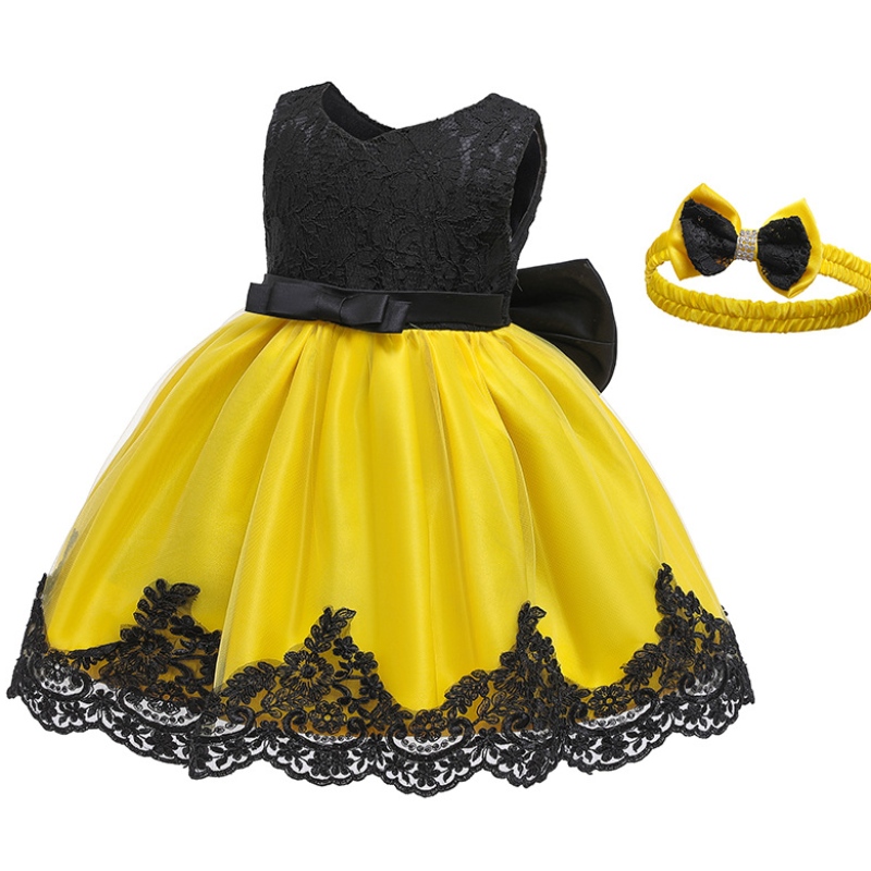 Abito da ragazza di fiori bambini vestito da sposa bowknot ragazze abiti da principessa estiva con fascia