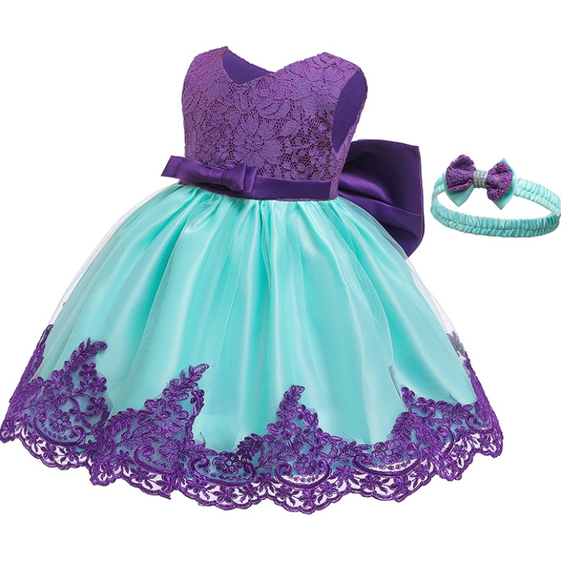 Abito da ragazza di fiori bambini vestito da sposa bowknot ragazze abiti da principessa estiva con fascia