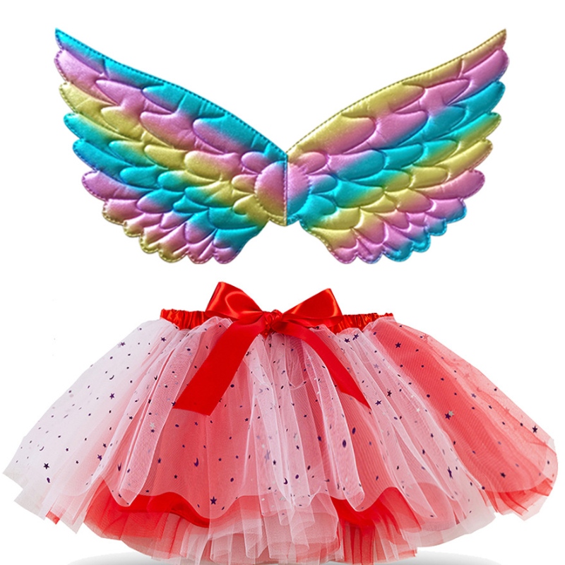 Girls multicolore tutu gonne balletto festa di compleanno abito tutu ragazza \\ 'gonne da ballo per costume da principessa con ali