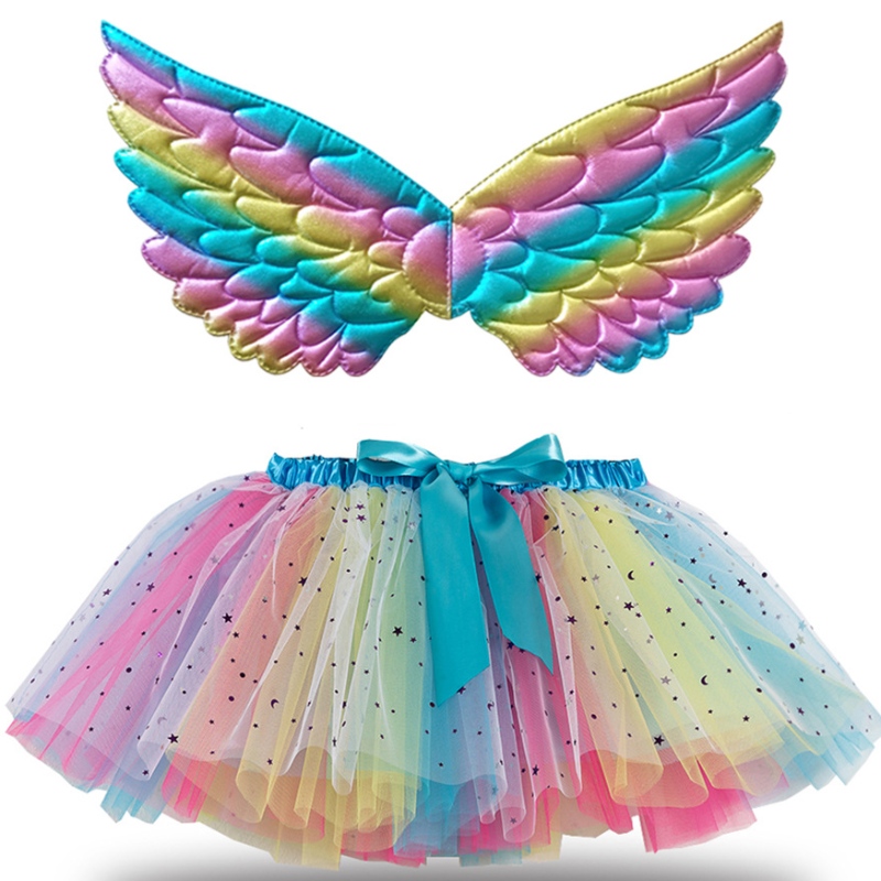 Girls multicolore tutu gonne balletto festa di compleanno abito tutu ragazza \\ 'gonne da ballo per costume da principessa con ali