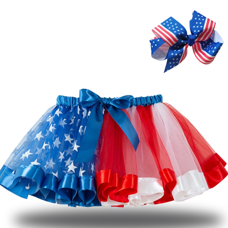 2022 Scala bandiera a stella Mesh Gonna tutu costume tutu di Haltuween per ragazze