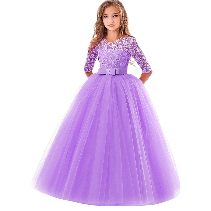 2022 6-14 anni abiti in pizzo floreale abiti da ragazza vestiti principessa festaiolo abito per abiti per bambini per ragazze abbigliamento da sera pernozze 4 - 199 pezzi