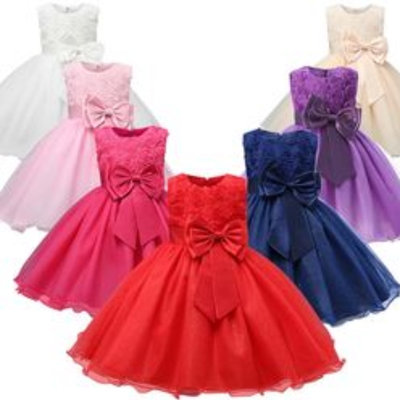 Girls Christmas Dress for Kids Lace Flower Princess Abito per bambini Big Bow Wedding Birthday Party Vestidos Costume per ilnuovo anno