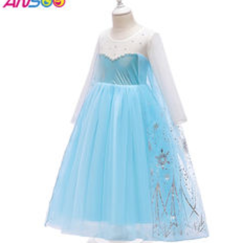 ANSOO 2022 Girls Elsa Princess Abito costumi per feste di compleanno Dress up Fancy Halloween Costume