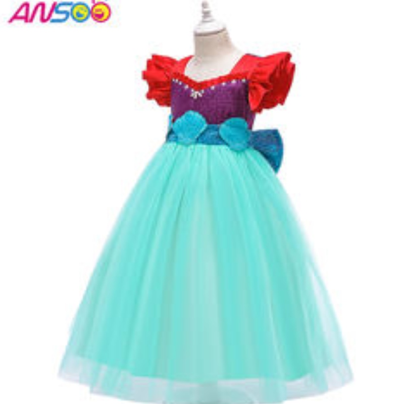 ANSOO 2021 OEM/odm Girl Mermaid Dress Birthday Wedding Party Wear Flower Girl Princess Dresses