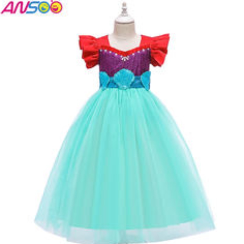 ANSOO 2021 OEM/odm Girl Mermaid Dress Birthday Wedding Party Wear Flower Girl Princess Dresses