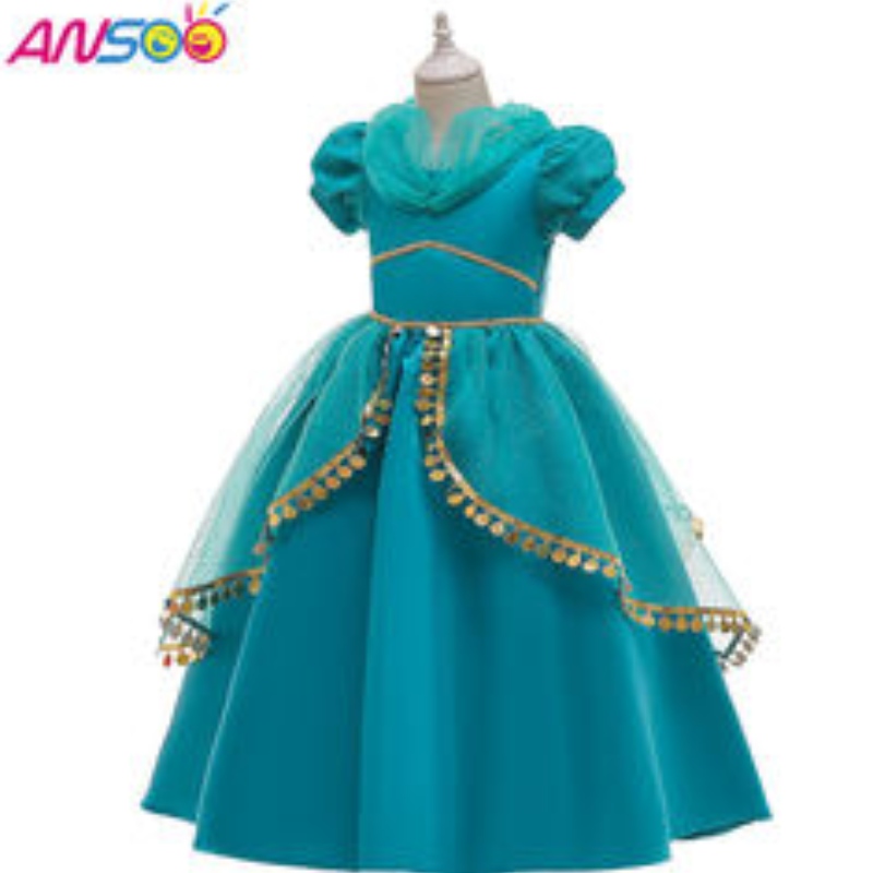 ANSOO Fancy Kids Dress New Arrival Lace Performance Girl Patterns Belumin Baby Kids First Birthday Persian Princess Dress