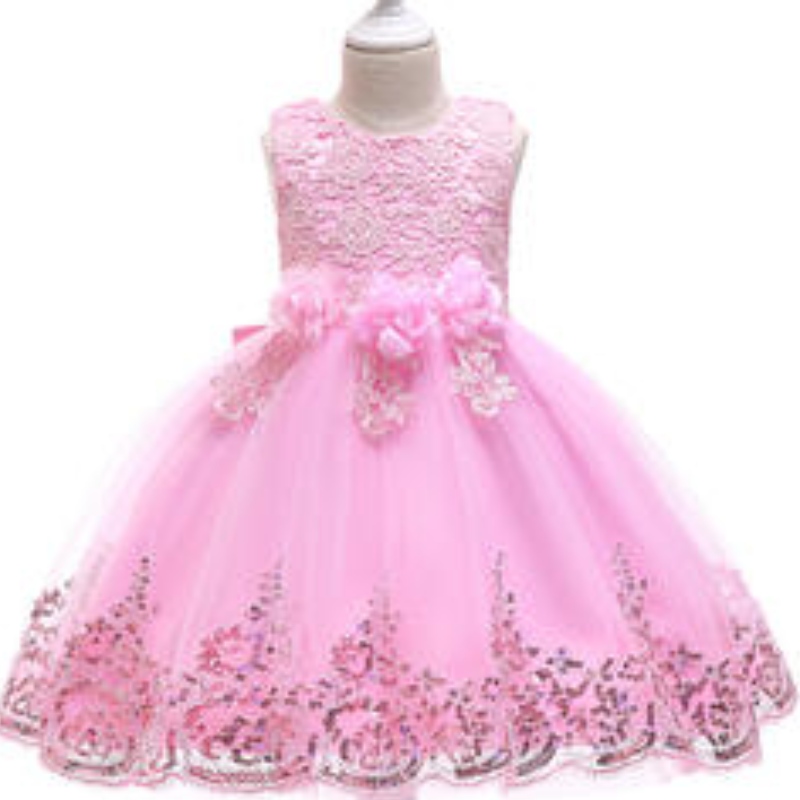 Abito da palla rosa ricamo personalizzato Princess 4-8 anni da bambina Design Design Party