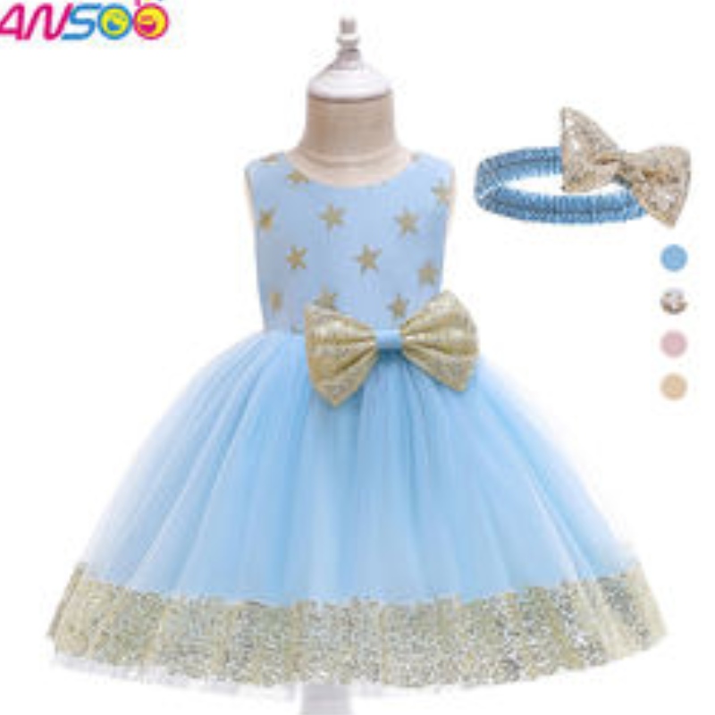 ANSOO Fancy Kids Dress New Arrival Lace Flower Girl Modelli Star adorabili Bambini per bambini Abito per 1-13 anni Girls