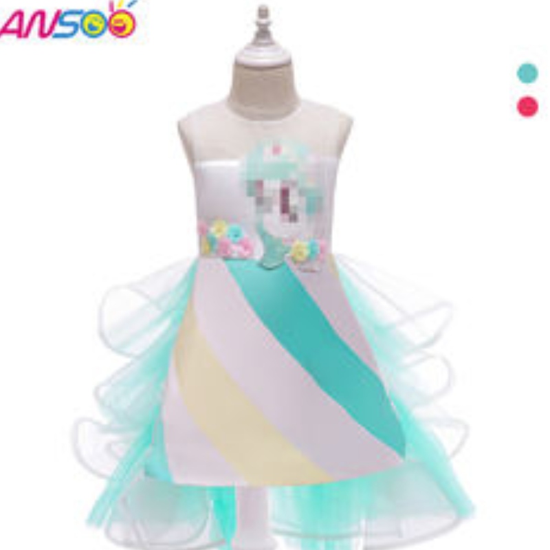 Ansoo Hot Vende un unicorno Rainbow Baby Girl Birthday Dresses Cotton Girl Princess Party Dresses per 1-6 anni Girls Tutu Dress