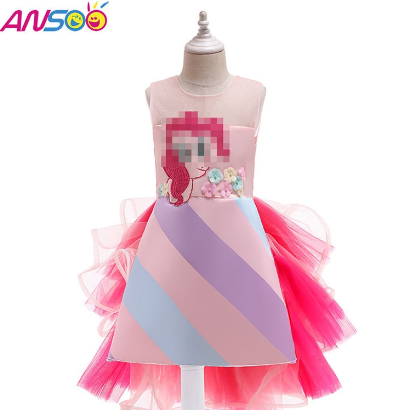 Ansoo Hot Vende un unicorno Rainbow Baby Girl Birthday Dresses Cotton Girl Princess Party Dresses per 1-6 anni Girls Tutu Dress