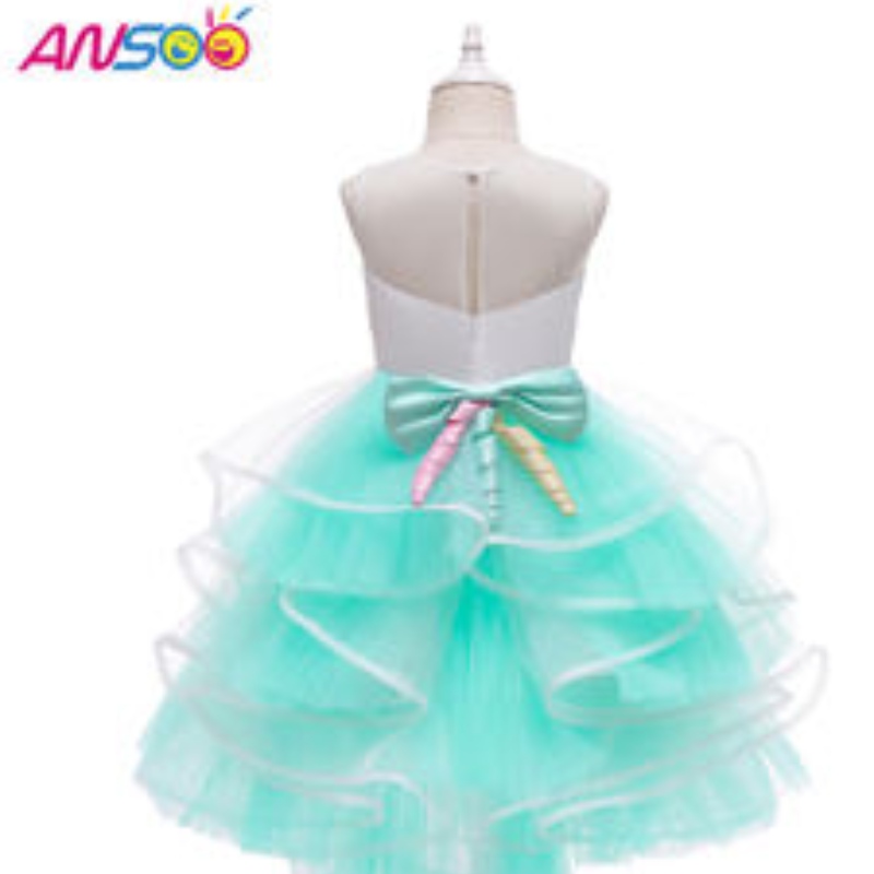 Ansoo Hot Vende un unicorno Rainbow Baby Girl Birthday Dresses Cotton Girl Princess Party Dresses per 1-6 anni Girls Tutu Dress