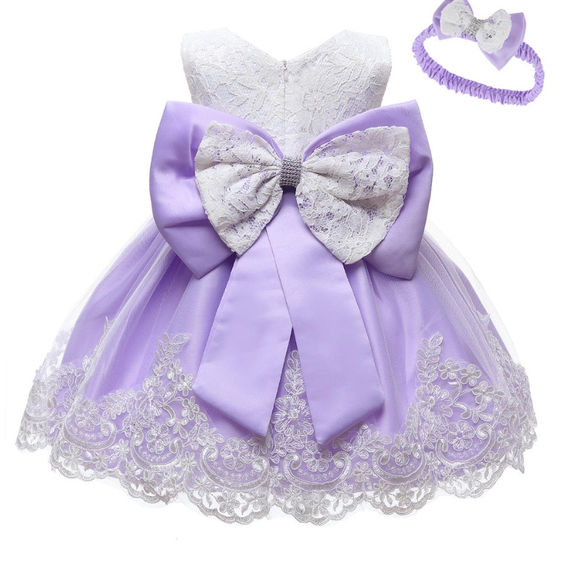 0-6 anni per bambini abito da ballo abito per bambini Battissimi Batteni Battesimo Flower Girl \\ 'S Wites with Big Bow