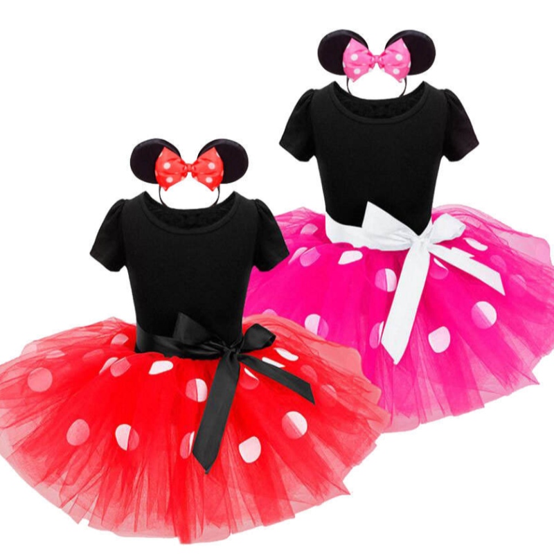 Girls cosplay cartone animato costume bambini estate manica corta pois principessa vestito per bambini abbigliamento per feste di compleanno