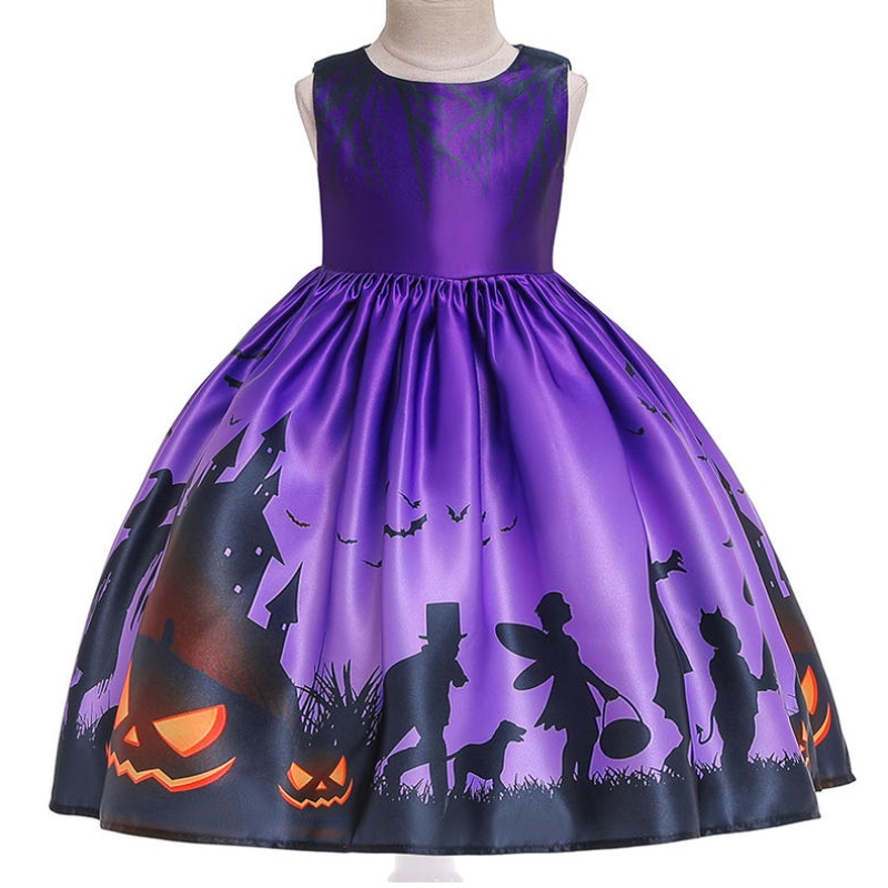 Girls Halloween Dresses Witch Tutu costume per bambini abbigliamento per feste ragazze vestito principessa per bambini costume di Halloween stampato di zucca