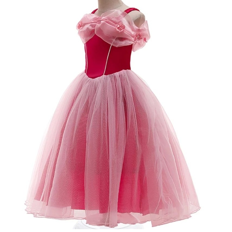 Costume per la bellezza addormentata per ragazze fuori spalla estate abito aurora bambino fata a maglie tutu abito di Halloween Princess Cosplay