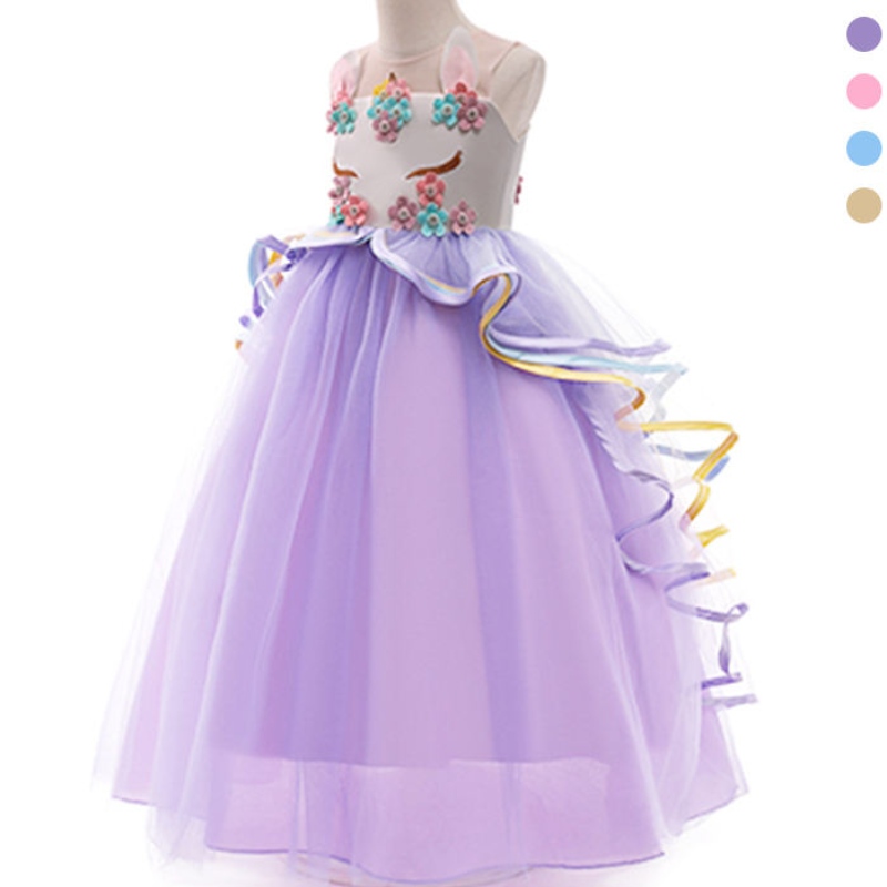 Ansoo Girls Unicorn Dress APPLICE PARTY COSPLAY Summer Halloween Fancy Dressò un abito unicorno rosa per 2-13 anni