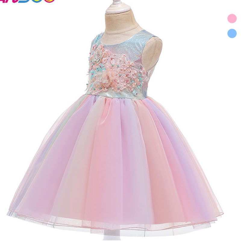 Ansoo Summer Flower Kids Abito soffice per ragazze 2 colori BAMBINA Girl Party Tut Rosa vestito Principessa