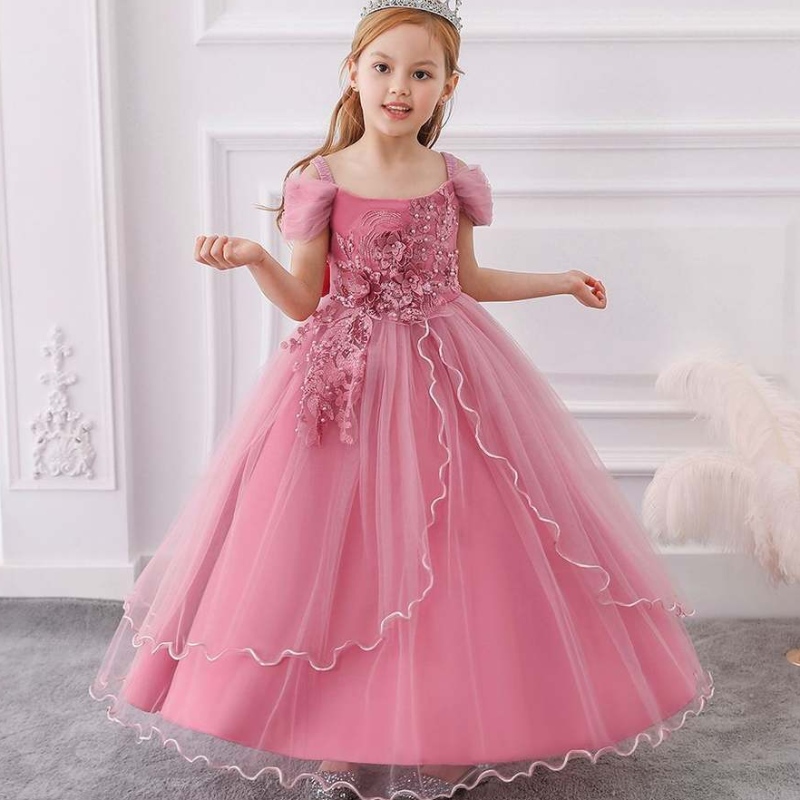 Baige Elegant Kids Long Dress Girls Children Prom Homo Long Bash Girl Wedding Ball Gown