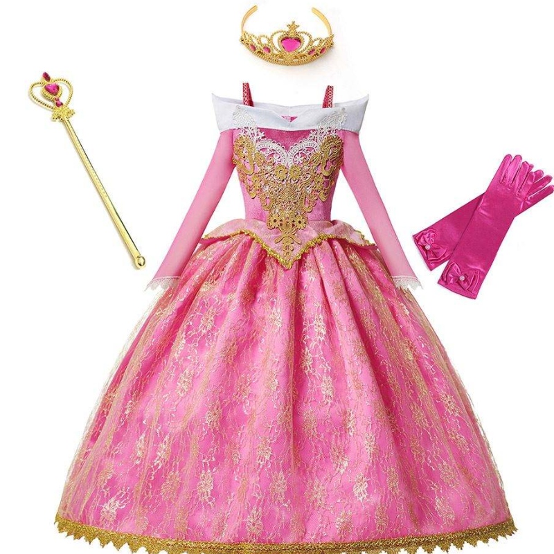 Baige New Girls Princess Aurora Costume Long Sleeve Sleeping Beauty Birthday Party Abita