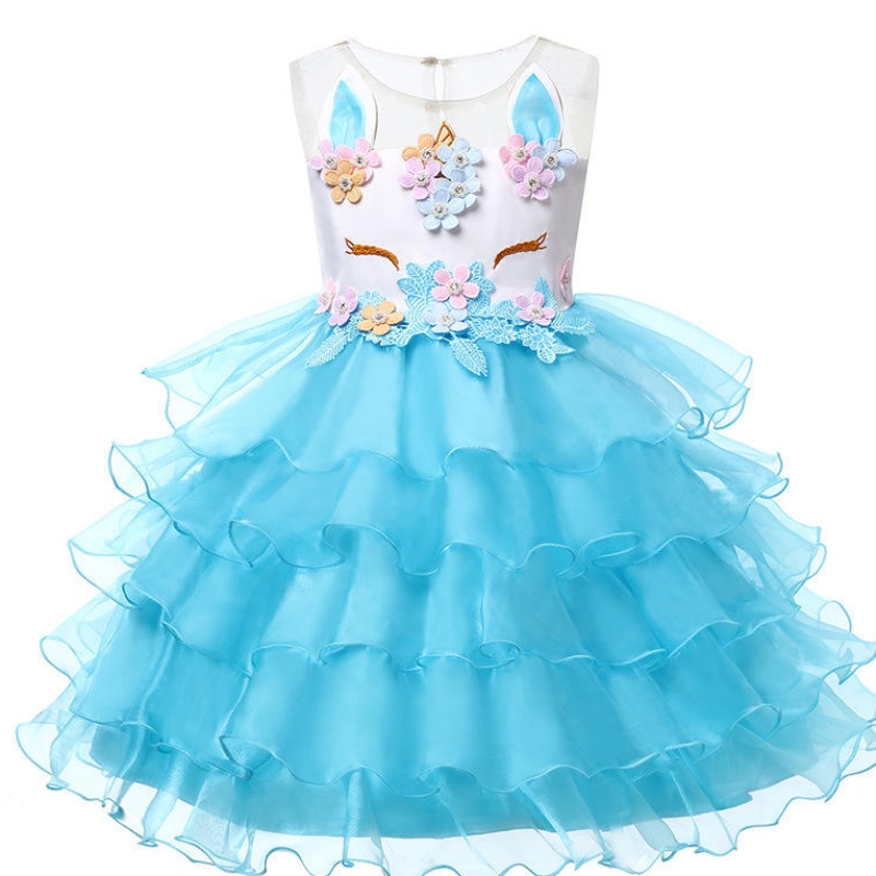 All'ingrosso 2-12 anni per bambini ragazze fiorisce abito tutu arcobaleno di compleanno principessa bambina festa unicorno dres