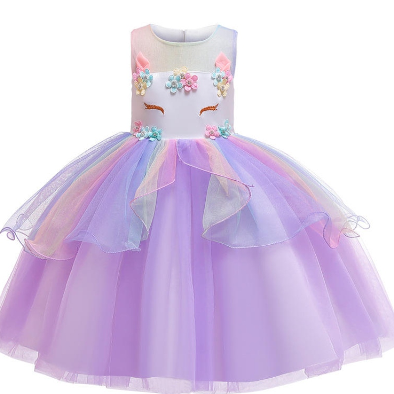 Performance Wear Unicorn Dress Up Abiti per le bambine Rainbow Unicorn Tuttu Abito costume con regalo di compleanno della fascia per la testa