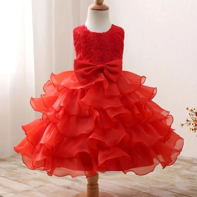 Girls First Merry Christmas Princess Dress Red Lace Capodanno Customare per bambini per bambini Flower Wedding and Birthday Gown