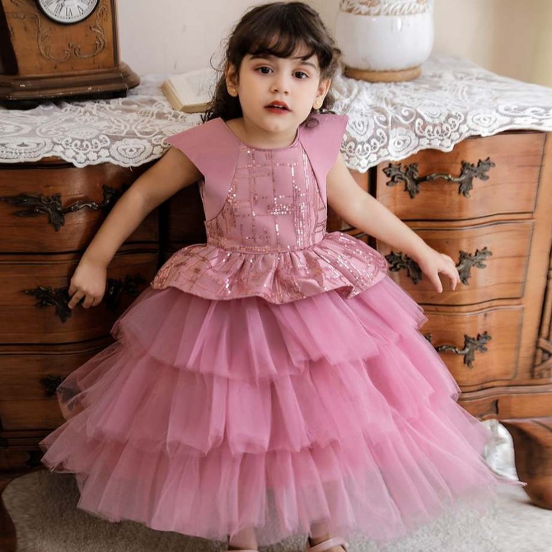 Baige Nuovo design Design Bambina bambina principessa Tulle tutu abito per bambini abiti da sposa