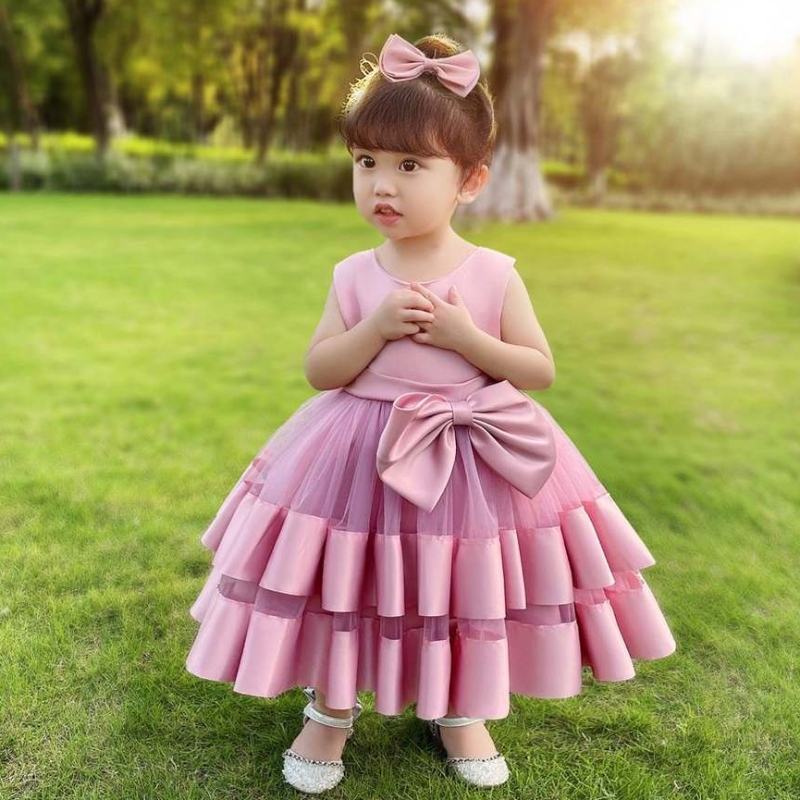 Abiti da bowknotnuovi bambini baige per bambini trastilingnet principessa adorabile ragazza di compleanno da ragazza adorabile