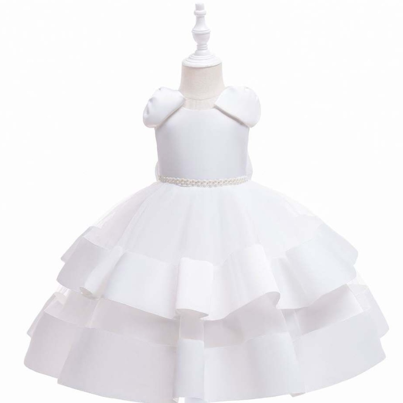 Baige White Flower Girl Dresses Wedding Fairy Big Bow Girl Girl Abito da principessa