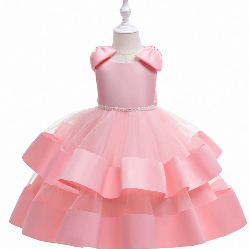 Baige White Flower Girl Dresses Wedding Fairy Big Bow Girl Girl Abito da principessa