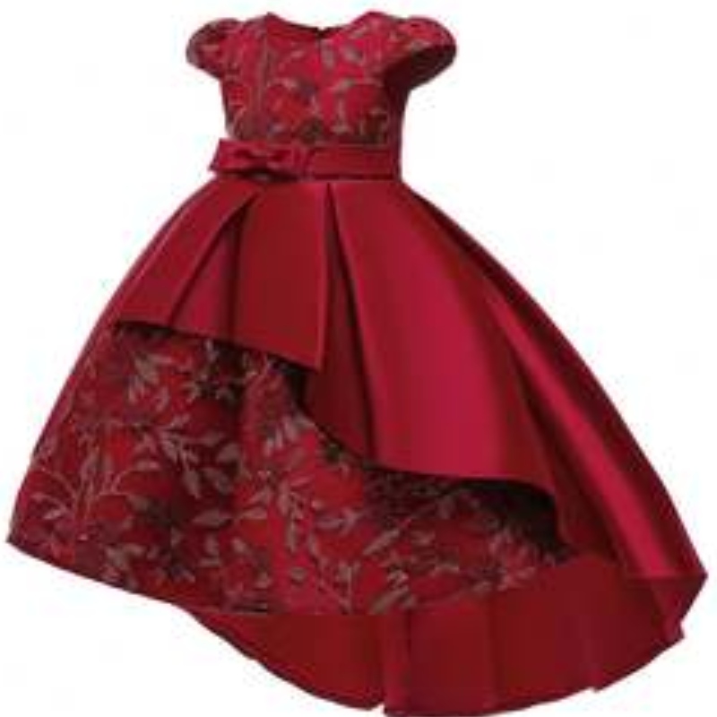 Baige Design Stampa Design Flower Girl Dress Abito da festa estate Abiti di compleanno per bambini a maniche corte