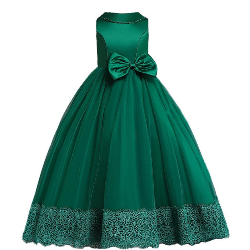 Girls Long Princess Dress Mesh Gonna Abito in passerella per il pianoforte per le performance