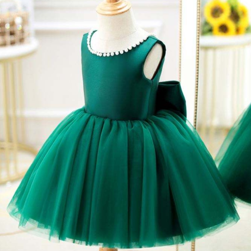 BAIGE GREEN GIRN Girl Girl Party Dress Kids First Communion Abito da spalla per matrimoni da spalla per abito DZ007