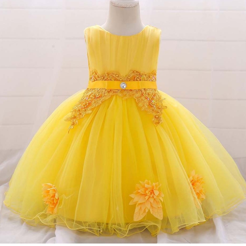 Spedizione gratuita in tutto il mondo 2019 Nuovo Bambini senza maniche di moda Chiffon Floral Princess Party Dress Bambina Bambina Dressimi Full Dress