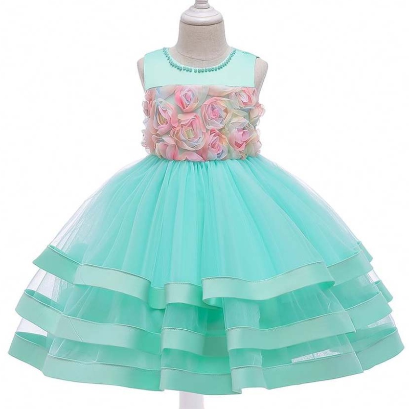 2020 Ultimo abito da concorso Girls Dress Kids Kids Floral Layered Designs Abiti da ballo per bambini L5196