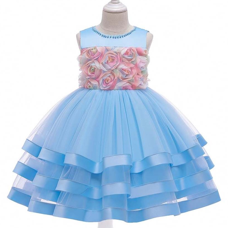 2020 Ultimo abito da concorso Girls Dress Kids Kids Floral Layered Designs Abiti da ballo per bambini L5196