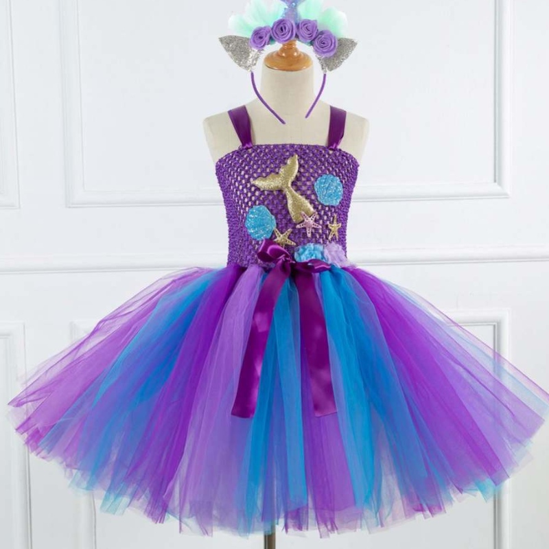 Nuova collezione di ragazze in stile sirena costume costume flower girl abito tutu con fascia gratuita 93430