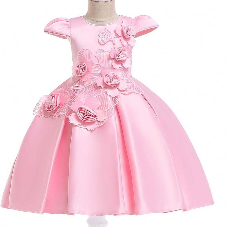 Baige Nuovo modello Model Kids Clothes Baby Girl Dress Princess First Birthday Dress L5070